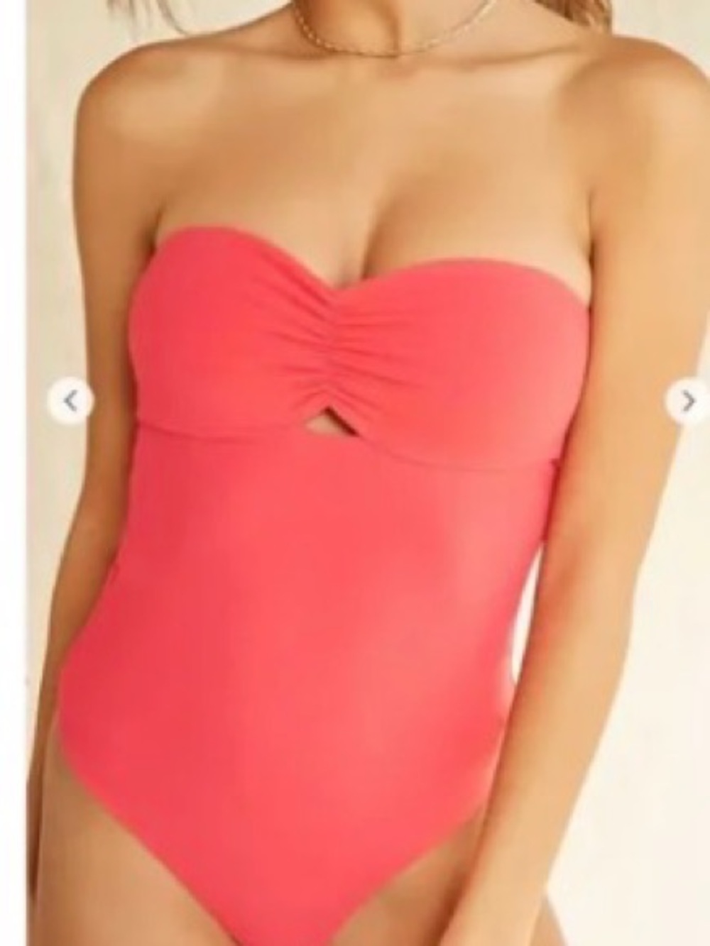 Forever 21 Coral Strapless Twist-Front Bodysuit